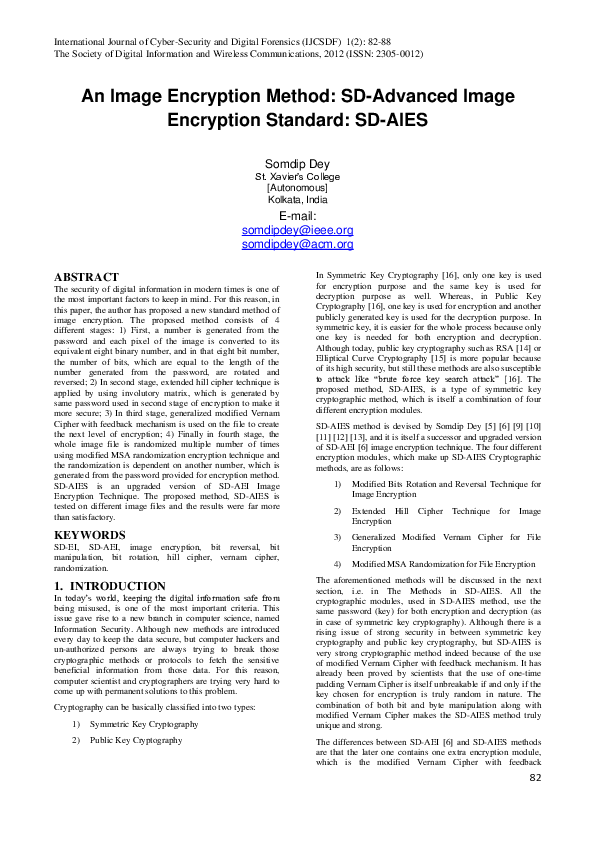 (PDF) An Image Encryption Method: SD-Advanced Image Encryption Standard ...