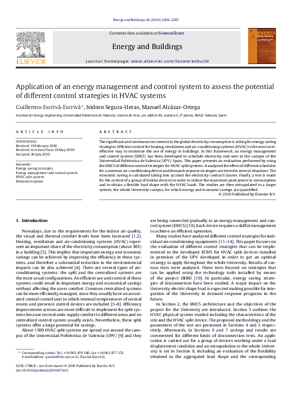 (PDF) Application of an energy management and control system to assess ...
