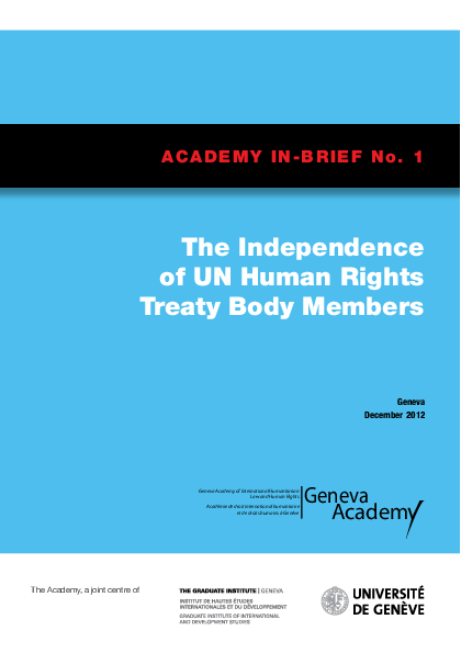 (PDF) The Independence of the Human Rights Treaty Body Members