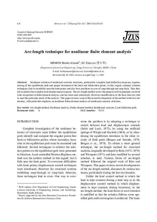  pdf arc length technique for nonlinear finite element analysis