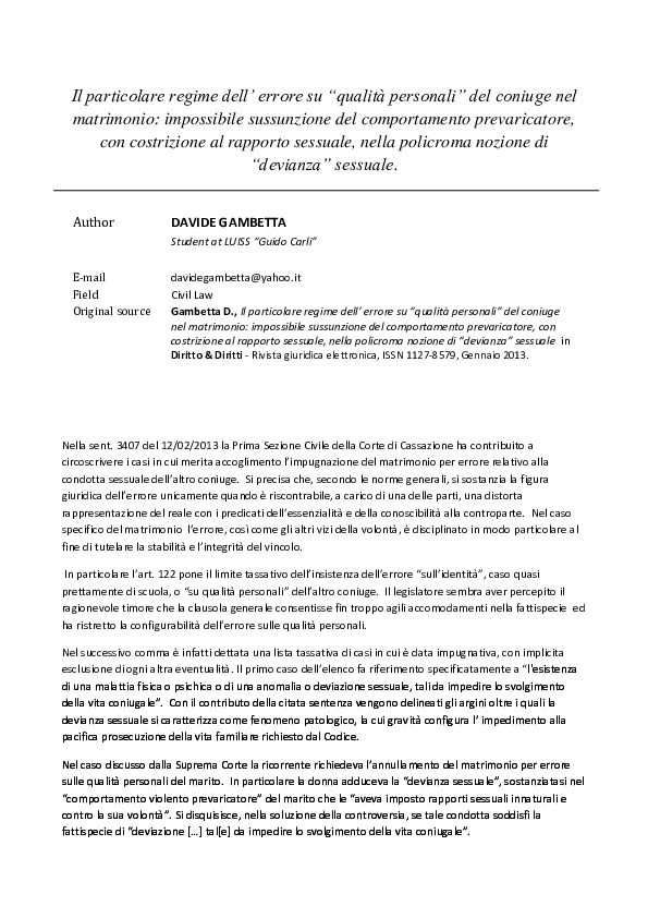  PDF Il Particolare Regime Dell Errore Su Qualita Personali Del 
