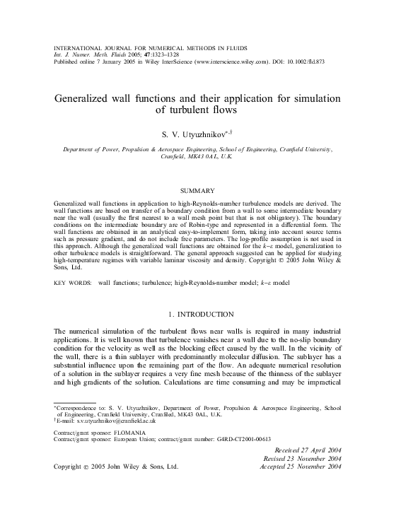 (PDF) Generalized wall-functions and their application for simulation ...
