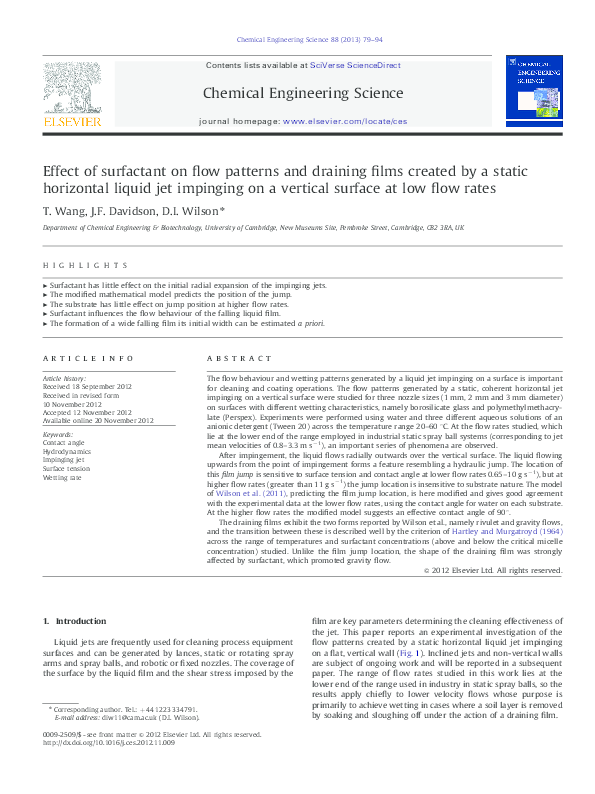(PDF) Effect of surfactant on flow patterns and draining films created ...
