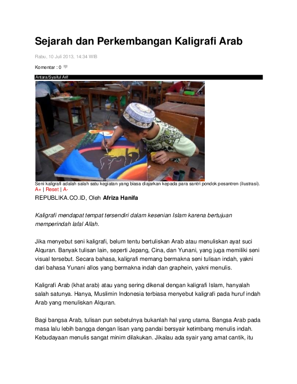 Doc Sejarah Dan Perkembangan Kaligrafi Arab Dede Ierdha Academia Edu