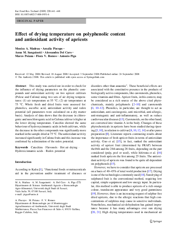 (PDF) Effect of drying temperature on polyphenolic content and ...