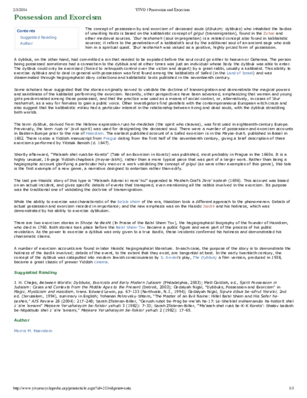 Pdf Possession And Exorcism