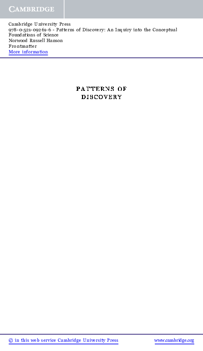 (PDF) Preface to 2010 Paperback Reissue of Patterns of Discovery by ...