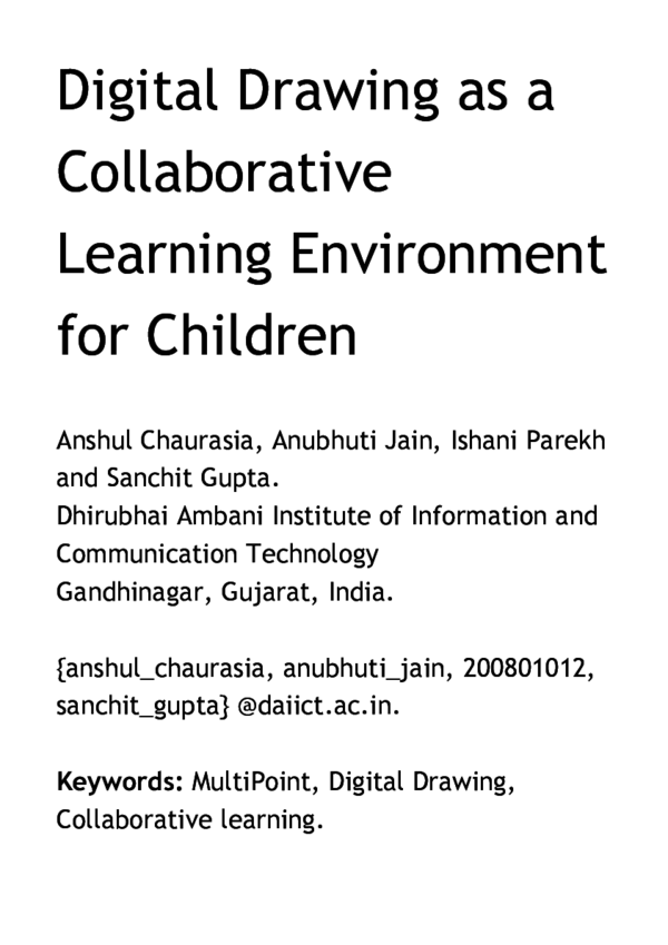 (PDF) Digital Drawing as a Collaborative Learning Environment for Children