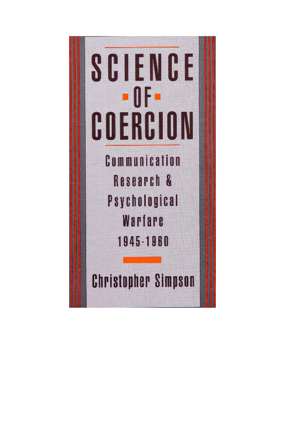 (PDF) Science of Coercion Communication Research and Psychological Warfare Cory Morningstar
