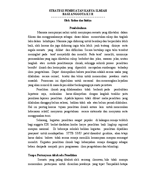 (PDF) STRATEGI PEMBUATAN KARYA ILMIAH Ilmiawan's Kingdom