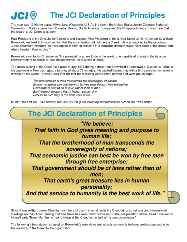 The JCI Declaration of Principles