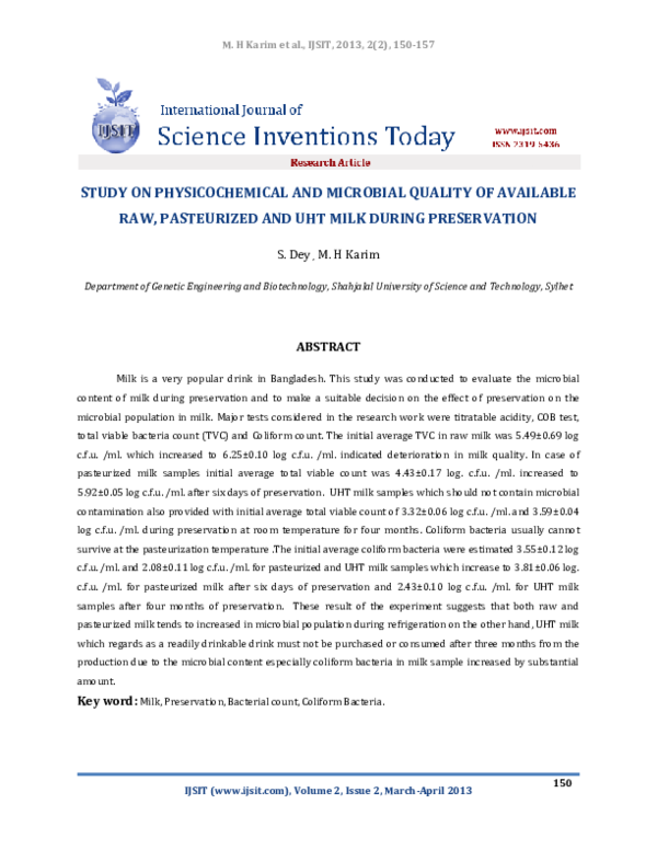 (PDF) STUDY ON PHYSICOCHEMICAL AND MICROBIAL QUALITY OF AVAILABLE RAW ...
