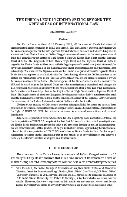 Enrica lexie incident international law essay picture