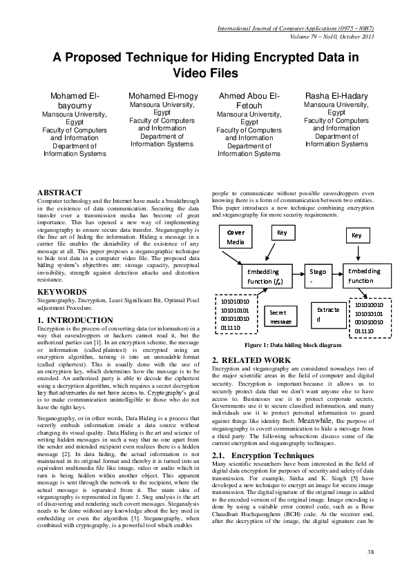 A Proposed Technique for Hiding Encrypted Data in Video Files