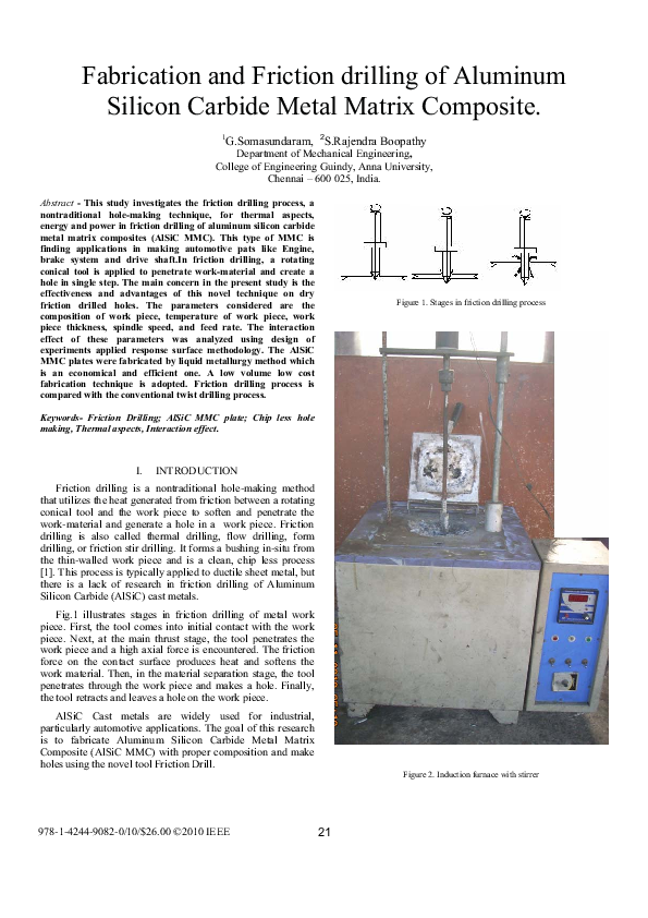 (PDF) Fabrication and Friction drilling of Aluminum Silicon Carbide