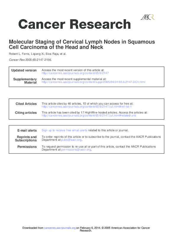 (PDF) Molecular Staging of Cervical Lymph Nodes in Squamous Cell ...