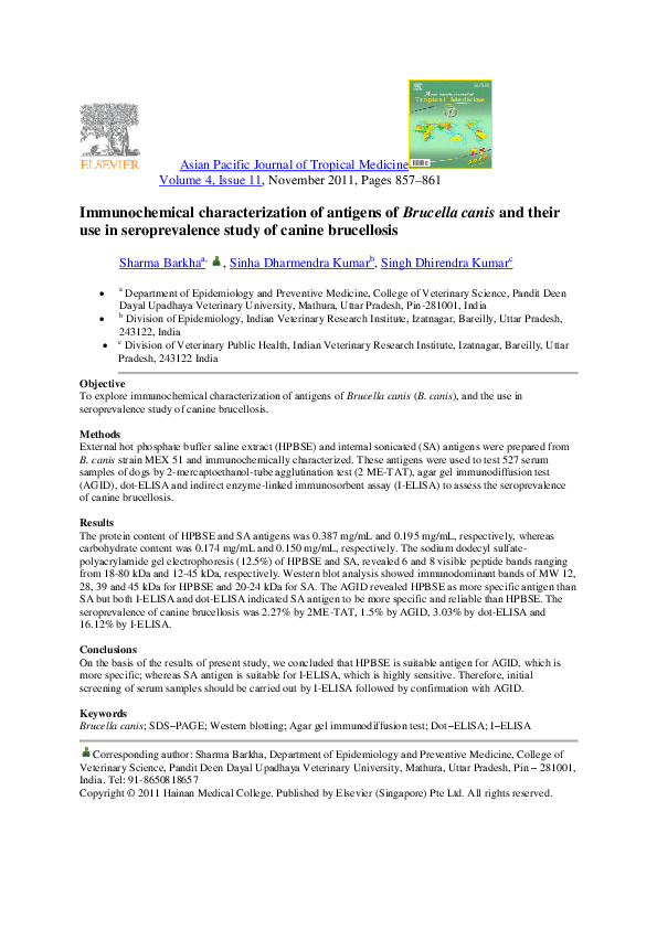 (DOC) Immunochemical characterization of antigens of Brucella canis and ...