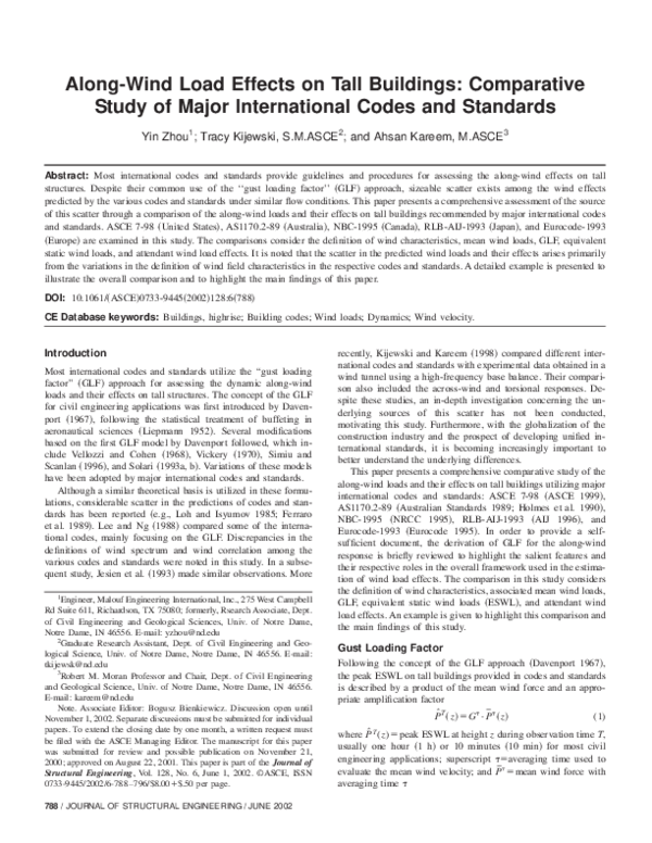 Along-Wind Load Effects on Tall Buildings: Comparative Study of Major ...