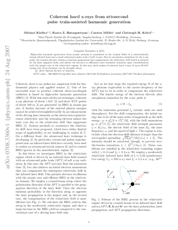 (PDF) Coherent hard x rays from attosecond pulse train-assisted ...