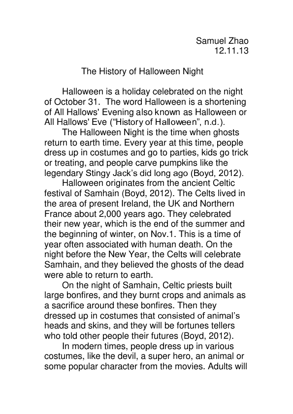 (DOC) The History of Halloween Night Wenqiang Zhao Academia.edu