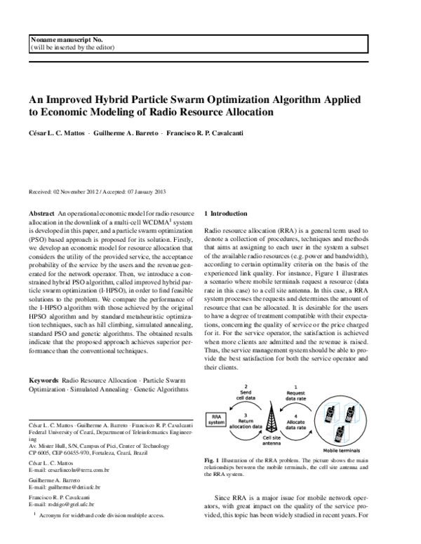 (PDF) An Improved Hybrid Particle Swarm Optimization Algorithm Applied ...
