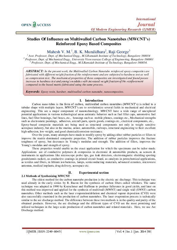 (PDF) Studies Of Influence on Multiwalled Carbon Nanotubes (MWCNT’s ...