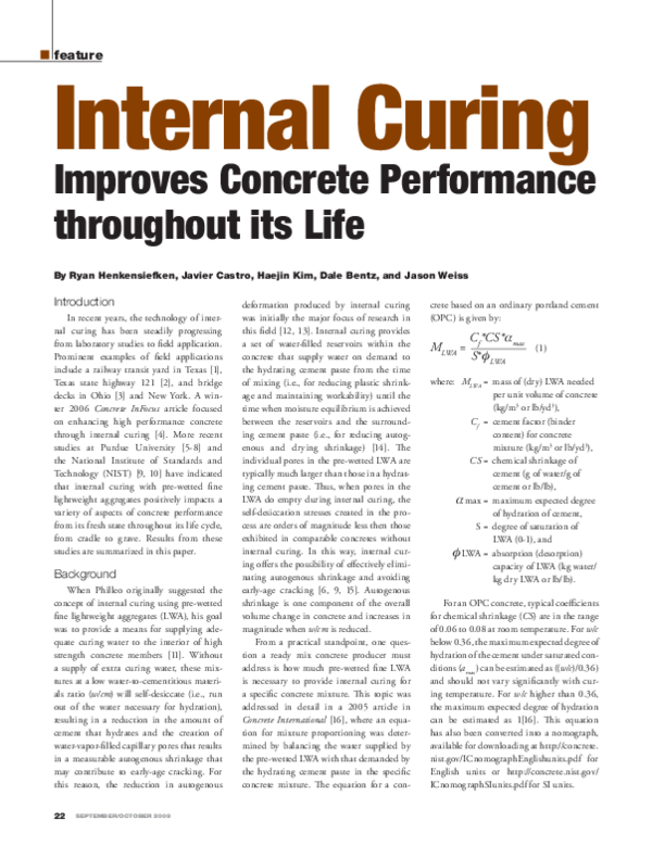 (PDF) feature Internal Curing Improves Concrete Performance throughout ...