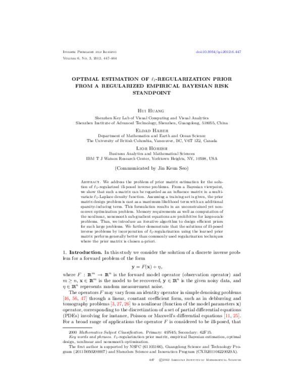 (PDF) Optimal estimation of L1-regularization prior from A regularized ...