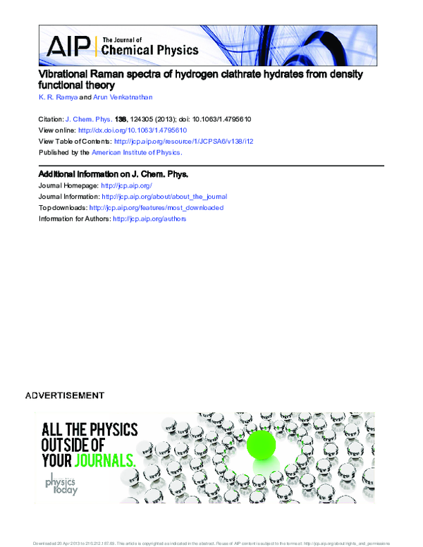 (PDF) Vibrational Raman spectra of hydrogen clathrate hydrates from ...