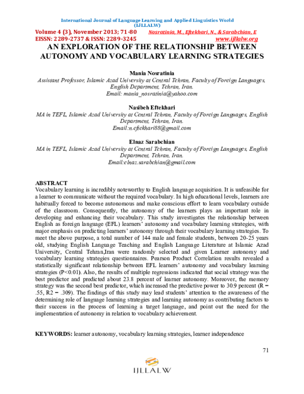 (PDF) AN EXPLORATION OF THE RELATIONSHIP BETWEEN AUTONOMY AND ...
