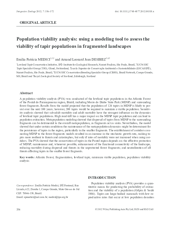 (PDF) Population viability analysis: using a modeling tool to assess ...