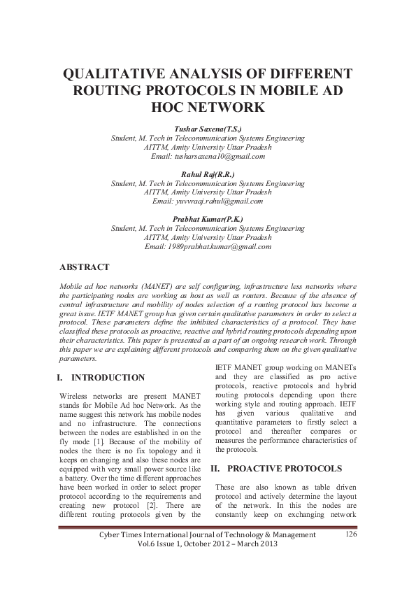 (PDF) QUALITATIVE ANALYSIS OF DIFFERENT ROUTING PROTOCOLS IN MOBILE AD ...