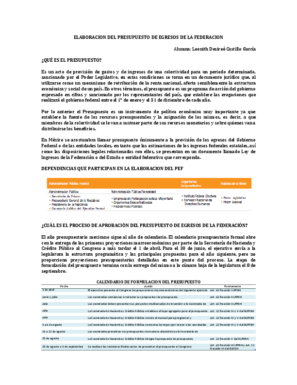 (DOC) ELABORACION DEL PRESUPUESTO DE EGRESOS DE LA FEDERACION