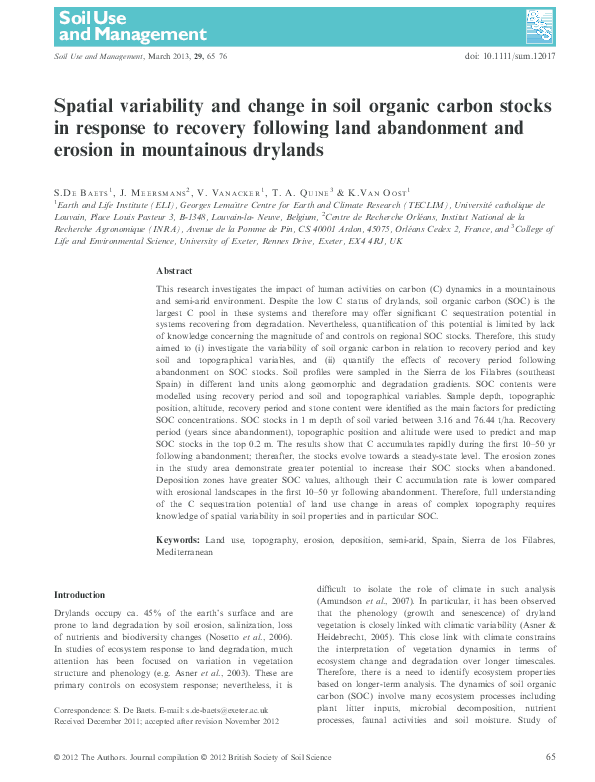 (PDF) Spatial variability and change in soil organic carbon stocks in ...