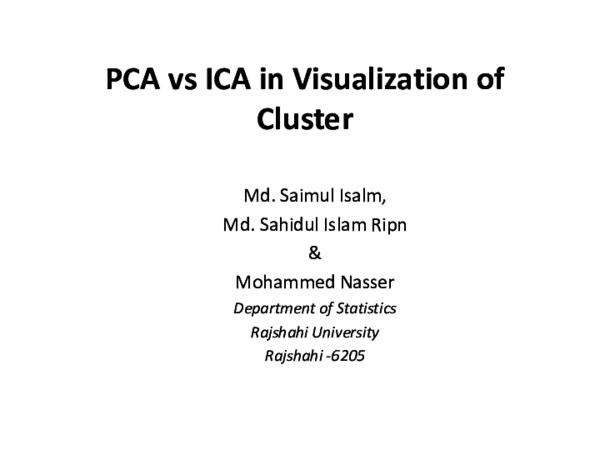 (PPT) PCA vs ICA in Visualization of Clusters