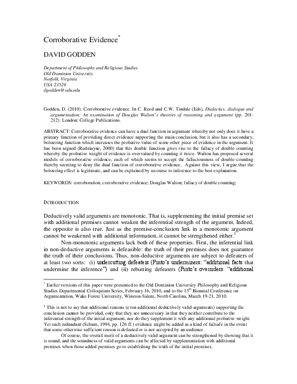 (PDF) Corroborative evidence