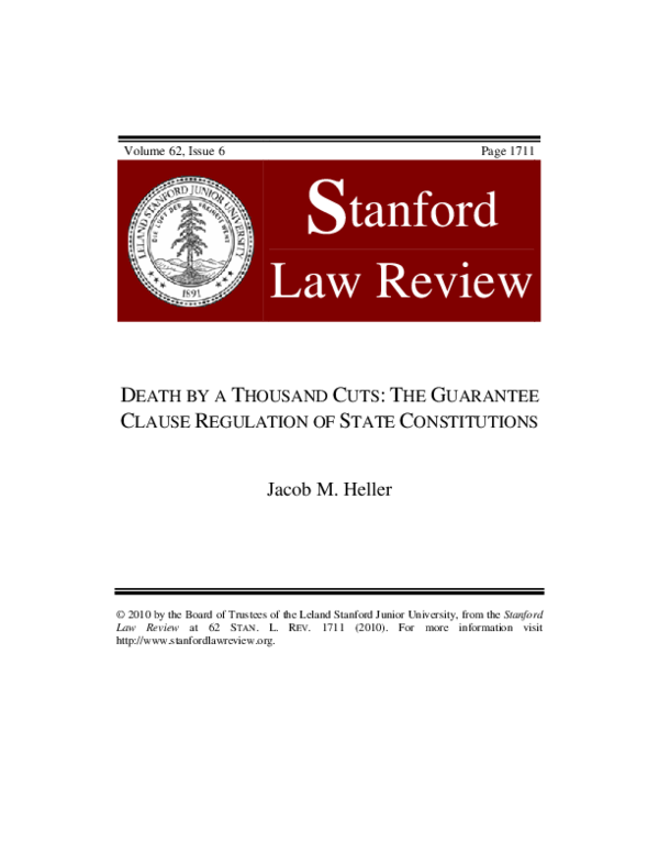 (PDF) The Guarantee Clause Regulation of State Constitutions Jake