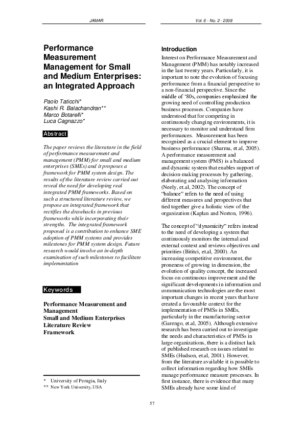 (PDF) Performance Measurement Management for Small and Medium ...