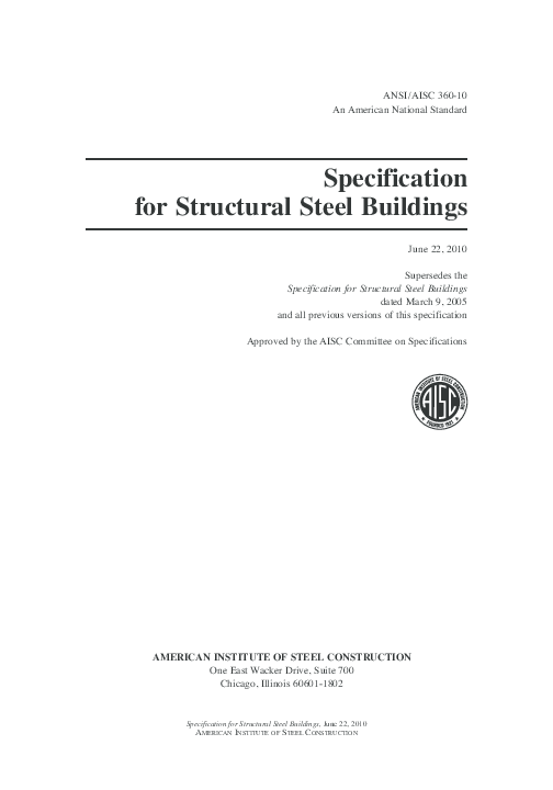 (PDF) Specification for Structural Steel Buildings, Specification for