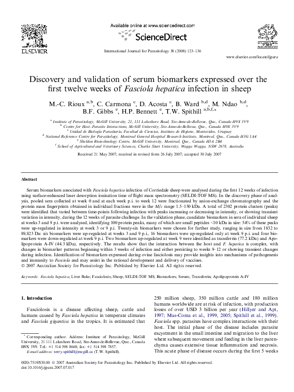 (PDF) Discovery and validation of serum biomarkers expressed over the ...