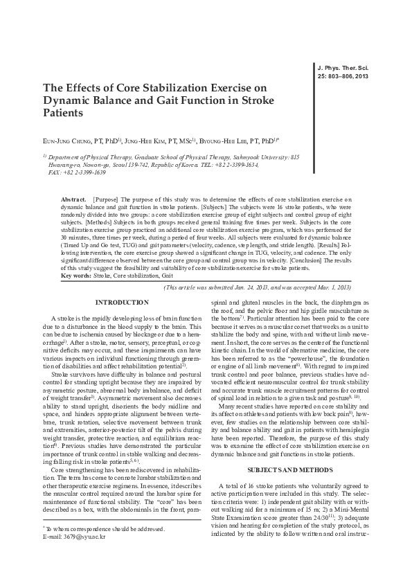 (PDF) The Effects of Core Stabilization Exercise on Dynamic Balance and ...