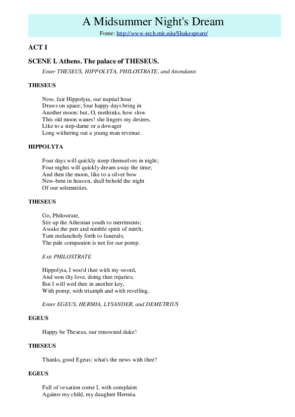 (PDF) A Midsummer Night's Dream
