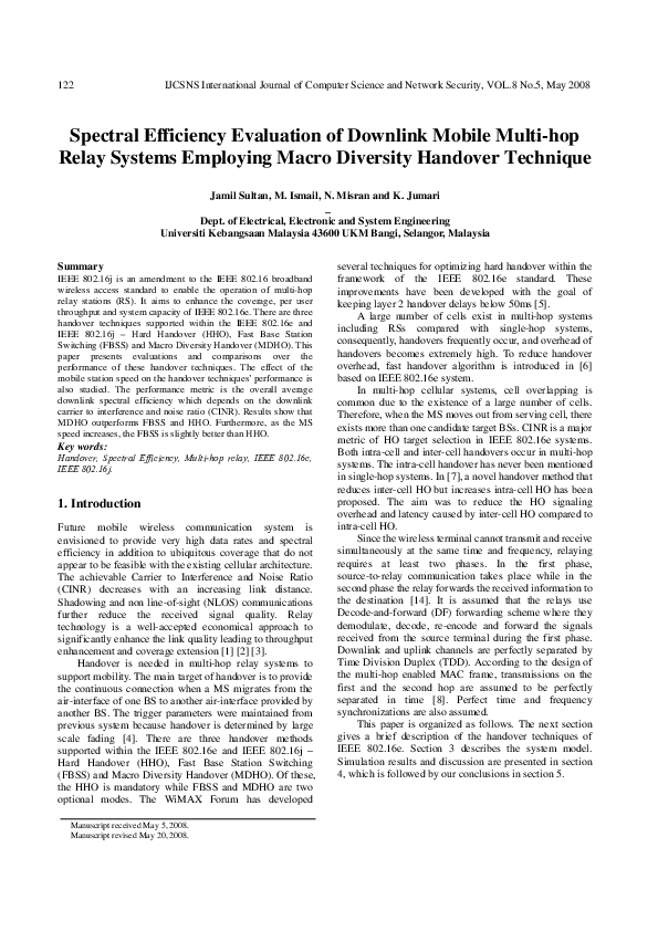 (PDF) Spectral Efficiency Evaluation of Downlink Mobile Multi-hop Relay ...
