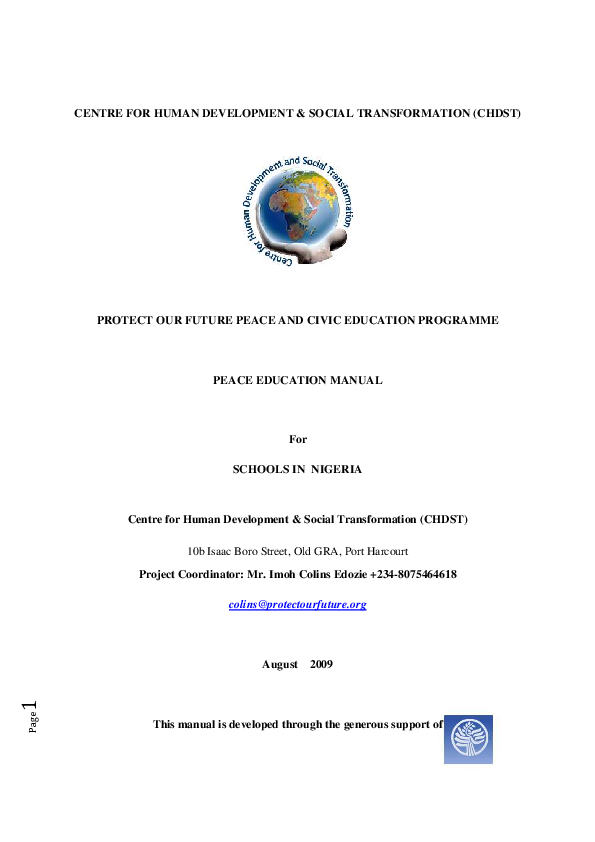 (PDF) CENTRE FOR HUMAN DEVELOPMENT & SOCIAL TRANSFORMATION (CHDST ...