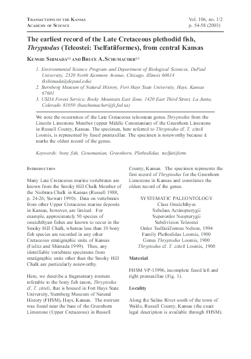 (PDF) The earliest record of the Late Cretaceous plethodid fish ...
