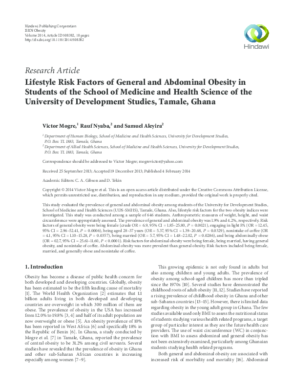 (PDF) Lifestyle Risk Factors of General and Abdominal Obesity in ...