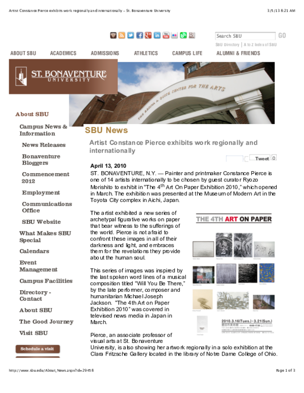 (PDF) Constance Pierce exhibits works on paper regionally