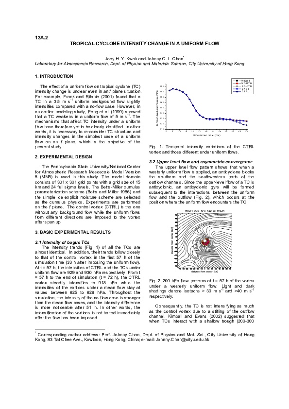 (PDF) TROPICAL CYCLONE INTENSITY CHANGE IN A UNIFORM FLOW