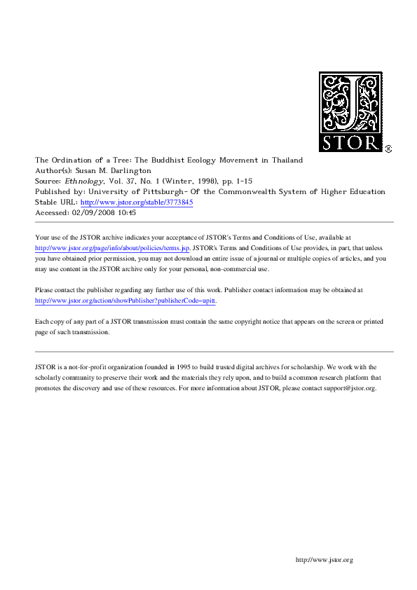 (PDF) The Ordination of a Tree: The Buddhist Ecology Movement in ...