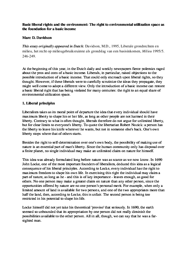 (DOC) Basic Liberal Rights and the Environment. The Right to ...